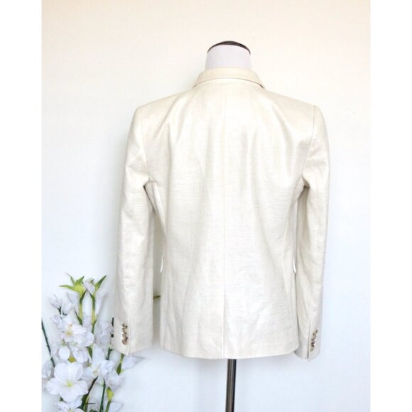 J. Crew Regent Blazer Jacket Linen Blend Metallic Thread Cream Ivory 6P - Picture 10 of 13
